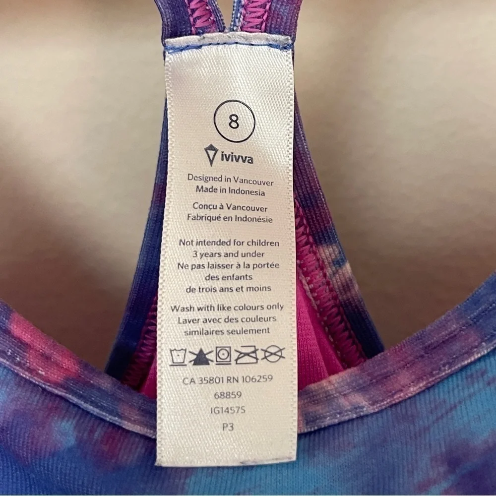 Ivivva by Lululemon: Girl’s Racerback Tank Pink/Blue/Purple, Size 8